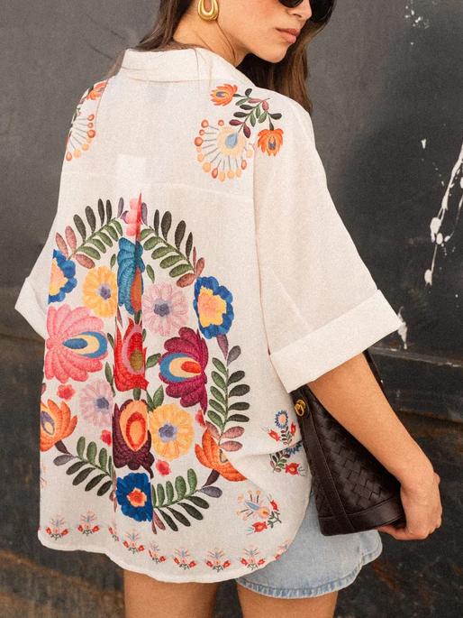 Chemise à manches courtes à imprimé floral Carla