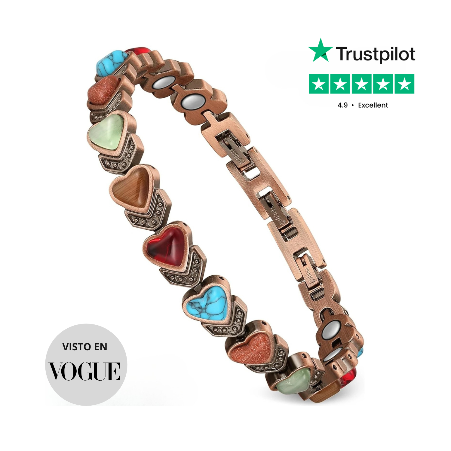 MODENZA™ Blue Energy – Pulsera de cobre y turquesa.