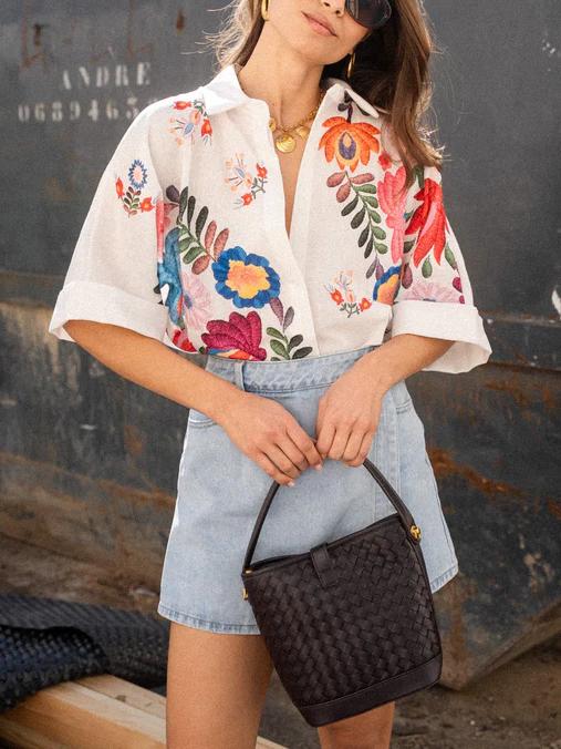 Chemise à manches courtes à imprimé floral Carla