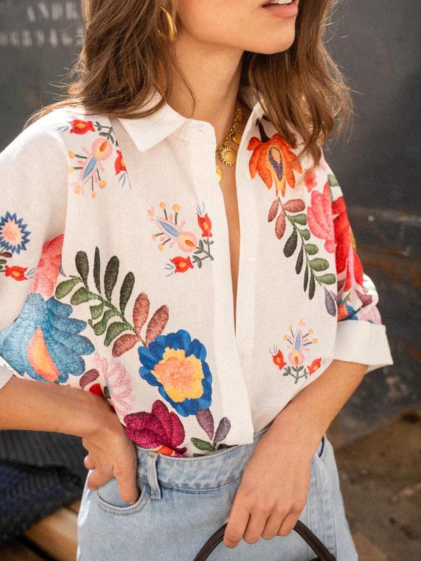 Chemise à manches courtes à imprimé floral Carla