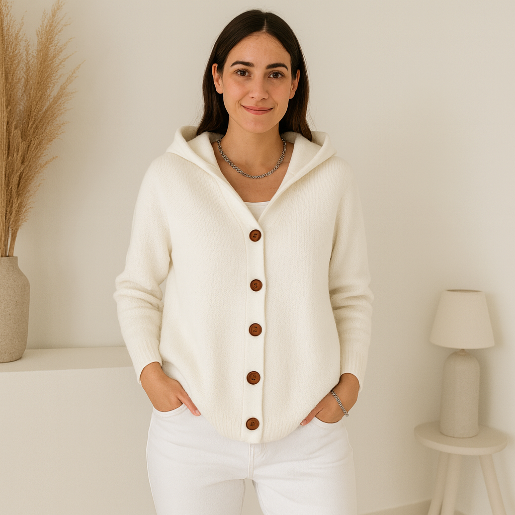 MODENZA Felicia | Chaqueta de punto moderna con capucha.