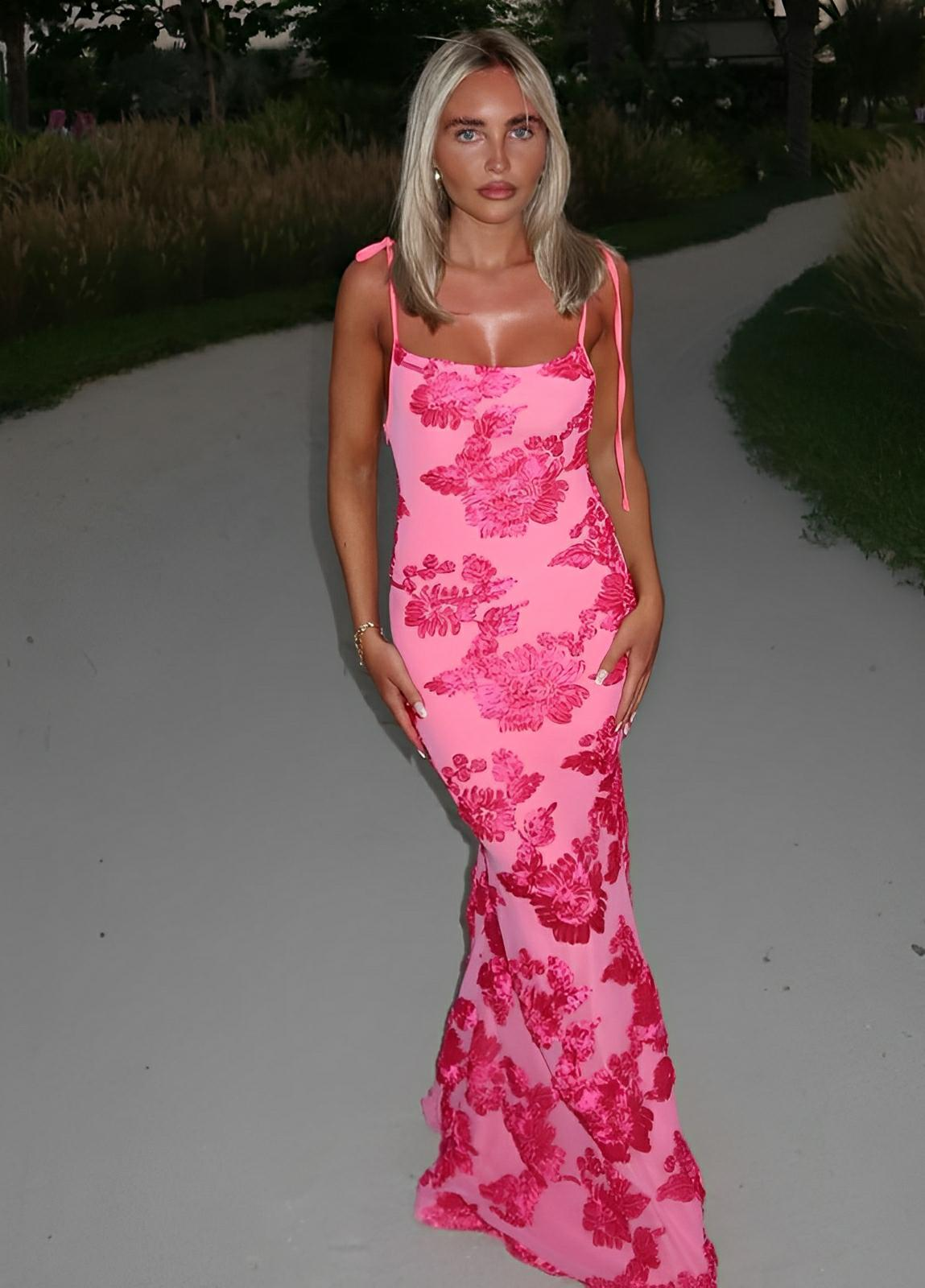 Thessalie | Maxi robe transparente Rosette - MODENZA