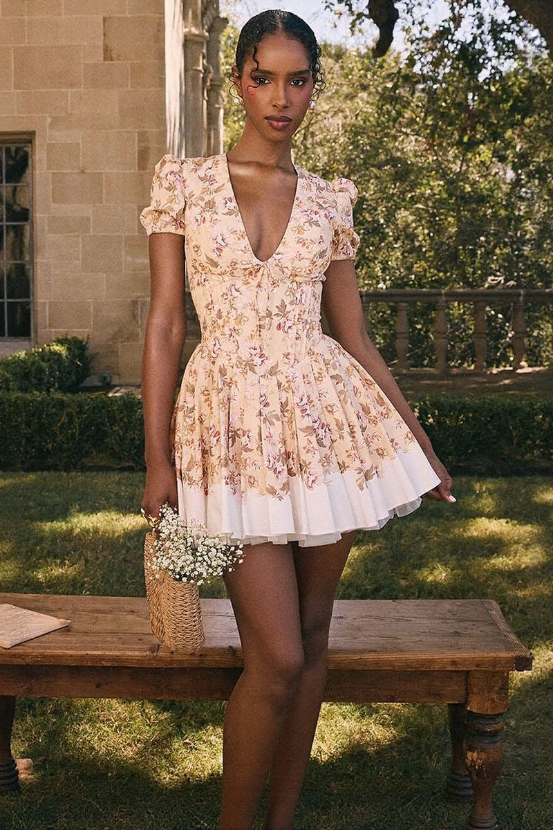 Zaylee | Floral Print Mini Dress - MODENZA