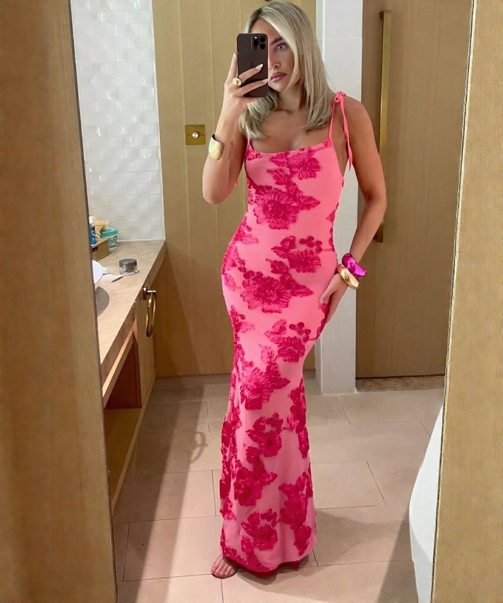 Thessalie | Maxi robe transparente Rosette - MODENZA