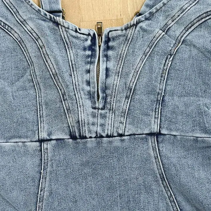 Aurora | Robe en jean à bretelles réglables